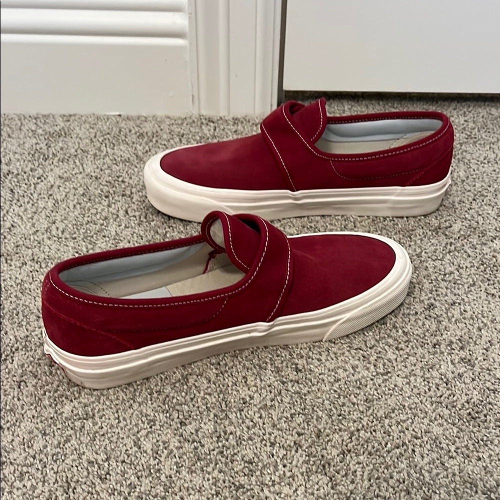 Vans Anaheim 47 Ultra Cush Red Suede Slip-On Sneakers - Picture 3 of 5